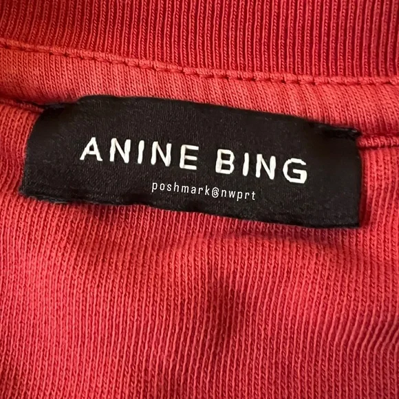 ANINE BING ♥️ Sport Jaci Graphic Logo Sweatshirt Pullover Red Black S Small - Picture 6 of 15